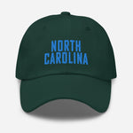 North Carolina Embroidered Dad Hat | Aqua Thread | State Initials