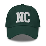 NC North Carolina Embroidered Dad Hat | White Thread | State Initials Varsity Letter