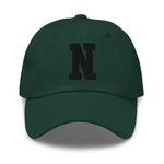 N Alphabet Varsity Letter Embroidered Dad Hat | Black Thread