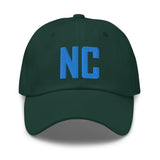 NC North Carolina Embroidered Dad Hat | Aqua Thread | State Initials