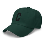 C Alphabet Varsity Letter Embroidered Dad Hat | Black Thread