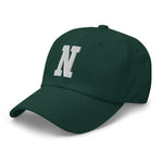 N Alphabet Varsity Letter Embroidered Dad Hat | White Thread