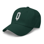 Q Alphabet Varsity Letter Embroidered Dad Hat | White Thread