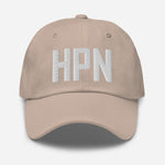 HPN Airport Code Embroidered Dad Hat White Plains New York