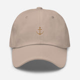 Boat Anchor Embroidered Dad Hat | Old Gold Thread