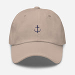 Boat Anchor Embroidered Dad Hat | Navy Blue Thread