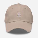 Boat Anchor Embroidered Dad Hat | Navy Blue Thread