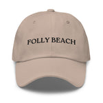 Folly Beach, SC South Carolina Embroidered Dad Hat - Black Thread