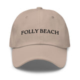 Folly Beach, SC South Carolina Embroidered Dad Hat - Black Thread