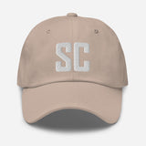 SC South Carolina Embroidered Dad Hat | White Thread | State Initials