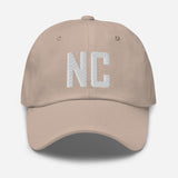 NC North Carolina Embroidered Dad Hat | White Thread | State Initials