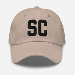 SC South Carolina Embroidered Dad Hat | Black Thread | State Initials Varsity Letter