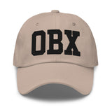 OBX Airport Code Embroidered Dad Hat Outer Banks North Carolina College Varsity Letter