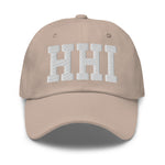 HHI Airport Code Embroidered Dad Hat South Carolina Hilton Head Island SC College Varsity Letter