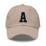 A Alphabet Varsity Letter Embroidered Dad Hat | Black Thread