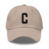 C Alphabet Varsity Letter Embroidered Dad Hat | Black Thread