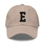 E Alphabet Varsity Letter Embroidered Dad Hat | Black Thread