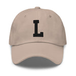 L Alphabet Varsity Letter Embroidered Dad Hat | Black Thread