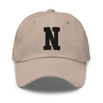 N Alphabet Varsity Letter Embroidered Dad Hat | Black Thread