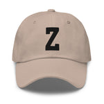 Z Alphabet Varsity Letter Embroidered Dad Hat | Black Thread