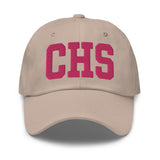 CHS Airport Code Embroidered Dad Hat South Carolina Charleston SC College Varsity Letter | Flamingo Pink Thread