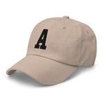 A Alphabet Varsity Letter Embroidered Dad Hat | Black Thread