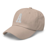 A Alphabet Varsity Letter Embroidered Dad Hat | White Thread