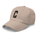 C Alphabet Varsity Letter Embroidered Dad Hat | Black Thread