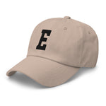 E Alphabet Varsity Letter Embroidered Dad Hat | Black Thread