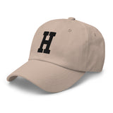 H Alphabet Varsity Letter Embroidered Dad Hat | Black Thread