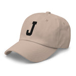 J Alphabet Varsity Letter Embroidered Dad Hat | Black Thread