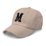 M Alphabet Varsity Letter Embroidered Dad Hat | Black Thread