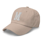 M Alphabet Varsity Letter Embroidered Dad Hat | White Thread