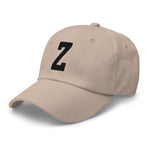 Z Alphabet Varsity Letter Embroidered Dad Hat | Black Thread