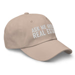 Ask Me About Real Estate Embroidered Dad Hat | White Thread