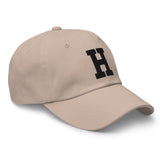 H Alphabet Varsity Letter Embroidered Dad Hat | Black Thread