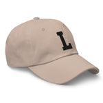 L Alphabet Varsity Letter Embroidered Dad Hat | Black Thread