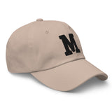 M Alphabet Varsity Letter Embroidered Dad Hat | Black Thread