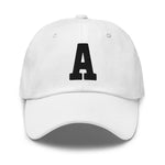 A Alphabet Varsity Letter Embroidered Dad Hat | Black Thread