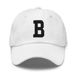 B Alphabet Varsity Letter Embroidered Dad Hat | Black Thread