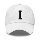 I Alphabet Varsity Letter Embroidered Dad Hat | Black Thread