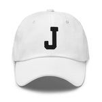 J Alphabet Varsity Letter Embroidered Dad Hat | Black Thread