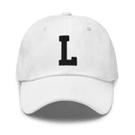 L Alphabet Varsity Letter Embroidered Dad Hat | Black Thread