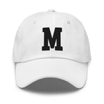 M Alphabet Varsity Letter Embroidered Dad Hat | Black Thread