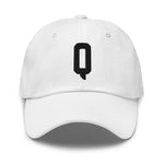 Q Alphabet Varsity Letter Embroidered Dad Hat | Black Thread