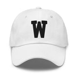 W Alphabet Varsity Letter Embroidered Dad Hat | Black Thread