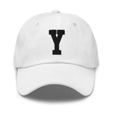 Y Alphabet Varsity Letter Embroidered Dad Hat | Black Thread