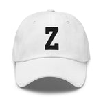 Z Alphabet Varsity Letter Embroidered Dad Hat | Black Thread