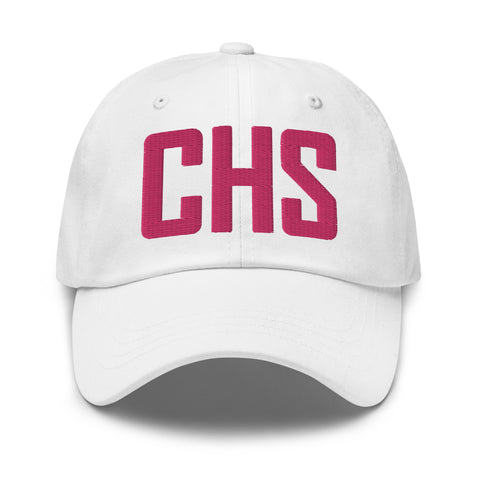 CHS Airport Code Embroidered Dad Hat South Carolina Charleston SC | Flamingo Pink Thread