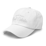 Ask Me About Real Estate Embroidered Dad Hat | White Thread